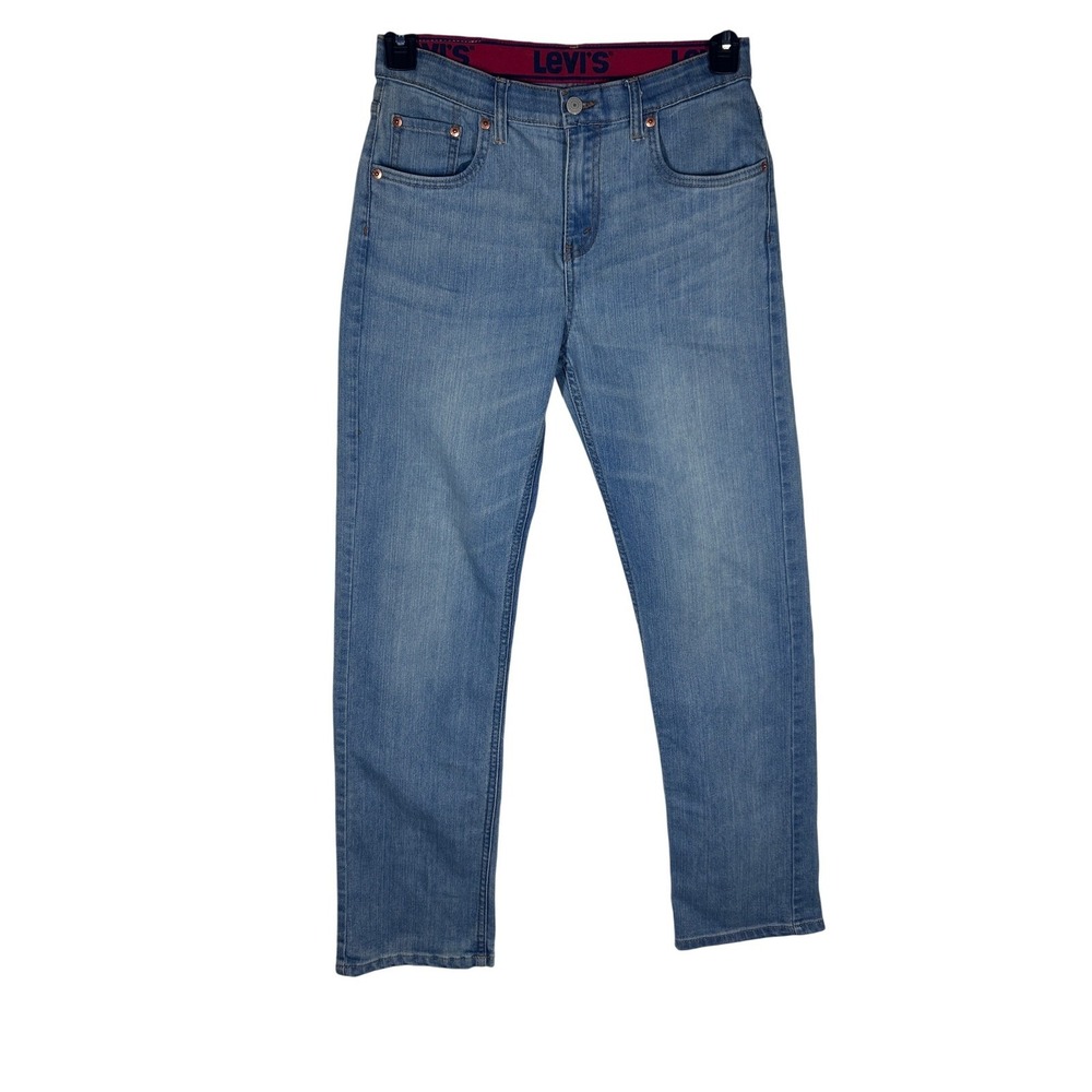 Levi Strauss 514 Straight Boys Jeans Adjustable Light Wash Size 18 Reg NEW